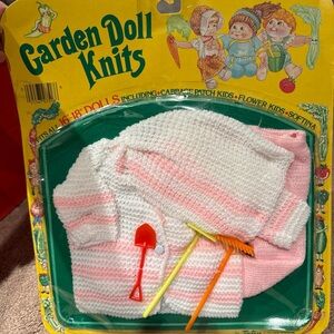 Vintage Garden Doll Knits Pink and White Outfit